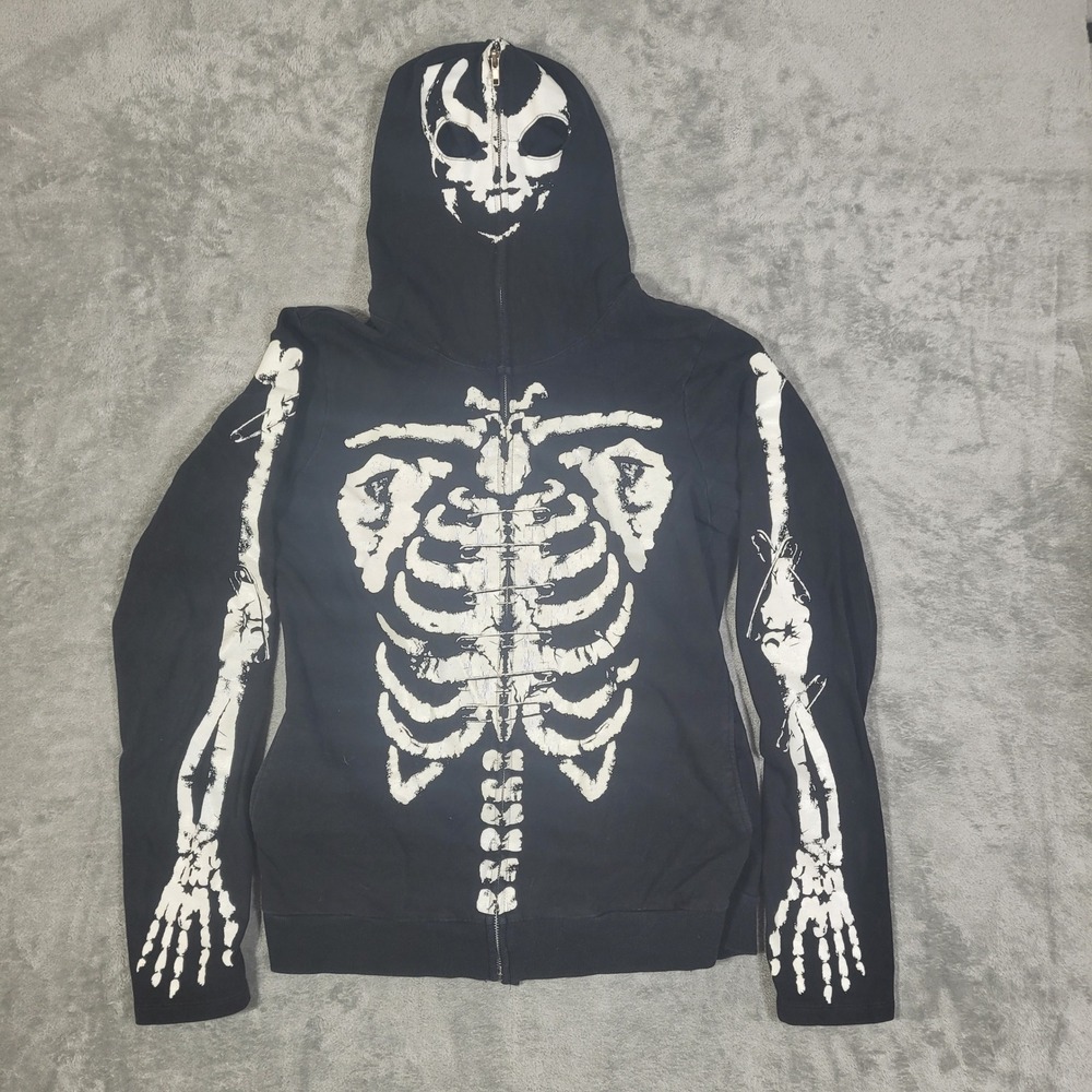 Hot Topic Skeleton Hoodie Full Zip Face Mask Glow In The Dark Womens Extra Large